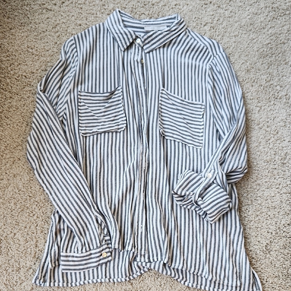 Love Tree Black and White Striped Shirt